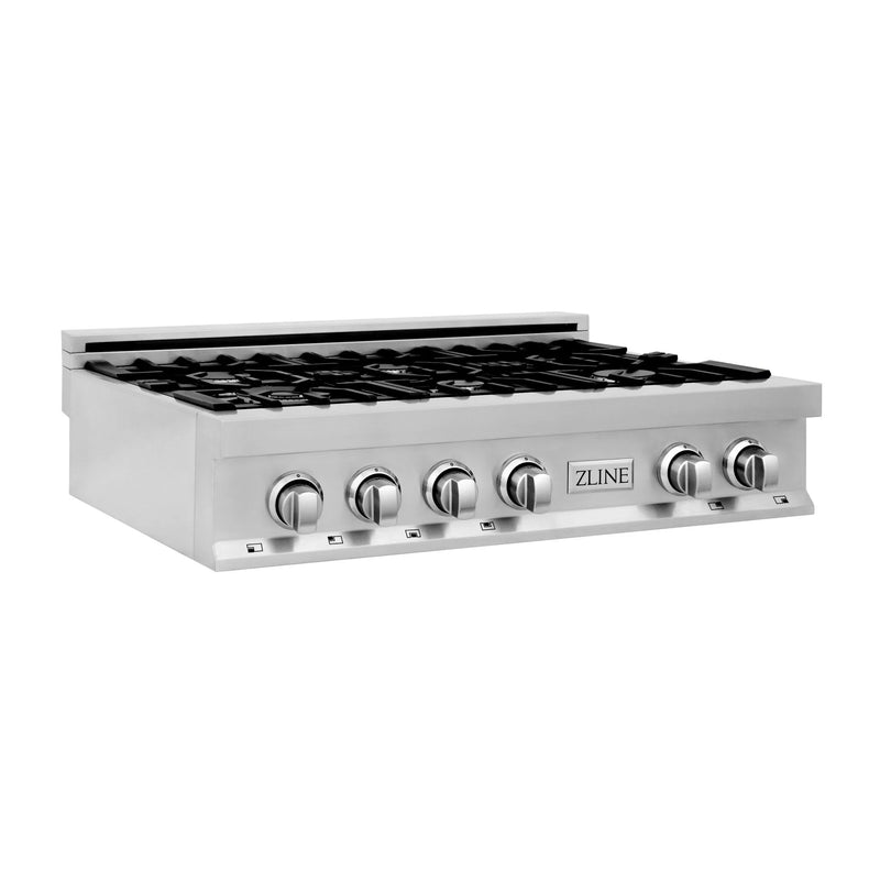 ZLINE 36-Inch Porcelain Gas Stovetop with 6 Gas Burners and Griddle (RT-GR-36)