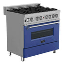 ZLINE 36" Professional Dual Fuel Range in DuraSnow Stainless with Blue Matte Door (RAS-BM-36) Ranges ZLINE 