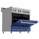 ZLINE 36" Professional Dual Fuel Range in DuraSnow Stainless with Blue Matte Door (RAS-BM-36) Ranges ZLINE 