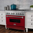 ZLINE 36" Professional Dual Fuel Range in DuraSnow Stainless with Red Gloss Door (RAS-RG-36) Ranges ZLINE 