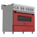 ZLINE 36" Professional Dual Fuel Range in DuraSnow Stainless with Red Matte Door (RAS-RM-36) Ranges ZLINE 