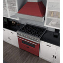 ZLINE 36" Professional Dual Fuel Range in DuraSnow Stainless with Red Matte Door (RAS-RM-36) Ranges ZLINE 