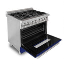 ZLINE 36" Professional Dual Fuel Range with Blue Gloss Door (RA-BG-36) Ranges ZLINE 