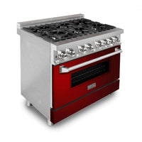 ZLINE 36" Professional Dual Fuel Range with Red Gloss Door (RA-RG-36) Ranges ZLINE 