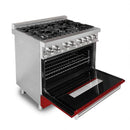 ZLINE 36" Professional Dual Fuel Range with Red Gloss Door (RA-RG-36) Ranges ZLINE 