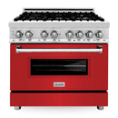 ZLINE 36" Professional Dual Fuel Range with Red Matte Door (RA-RM-36) Ranges ZLINE 