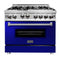 ZLINE 36-Inch Professional Gas on Gas Range in Stainless Steel with Blue Gloss Door (RG-BG-36)