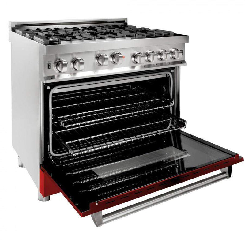 ZLINE 36" Professional Gas on Gas Range in Stainless Steel with Red Gloss Door (RG-RG-36) Ranges ZLINE 
