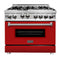 ZLINE 36-Inch Professional Gas on Gas Range in Stainless Steel with Red Matte Door (RG-RM-36)