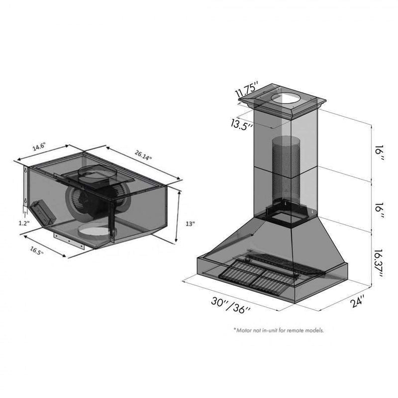 ZLINE 36" Remote Blower Wall Mount Range Hood (655-RS-36-400) Range Hoods ZLINE 