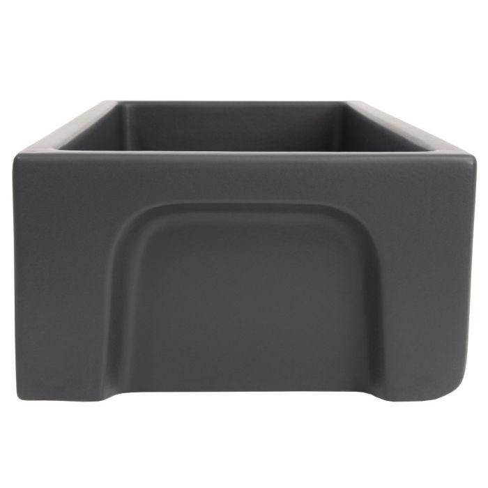 Charcoal fireclay single-bowl sink front with molded apron opening