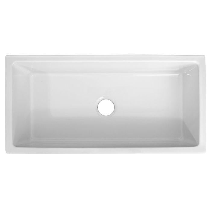 ZLINE 36" Venice Farmhouse Apron Front Reversible Single Bowl Fireclay Kitchen Sink with Bottom Grid in White Gloss (FRC5122-WH-36) Kitchen Sink ZLINE 