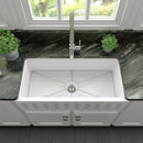 ZLINE 36" Venice Farmhouse Apron Front Reversible Single Bowl Fireclay Kitchen Sink with Bottom Grid in White Matte (FRC5122-WM-36) Kitchen Sink ZLINE 