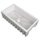 ZLINE 36" Venice Farmhouse Apron Front Reversible Single Bowl Fireclay Kitchen Sink with Bottom Grid in White Matte (FRC5122-WM-36) Kitchen Sink ZLINE 
