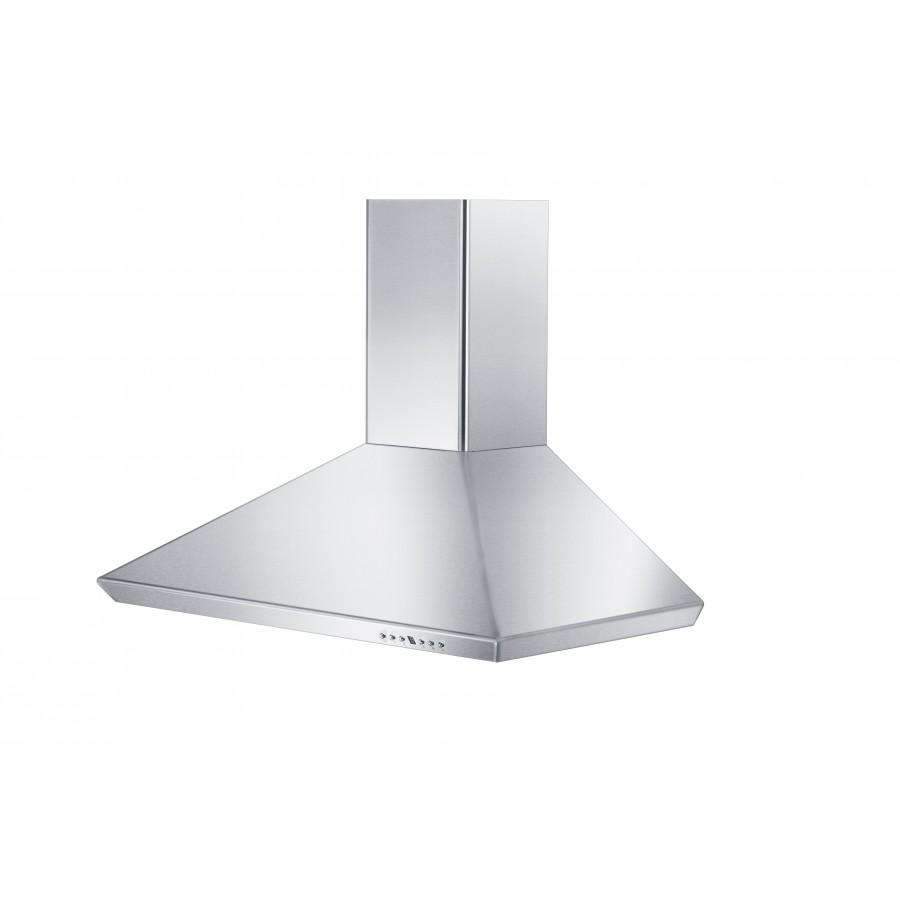 Stainless steel wall range hood canopy with back chimney section