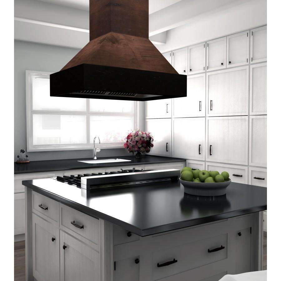 ZLINE 36Inch Wooden Island Range Hood with Crown Molding and 700 CFM
