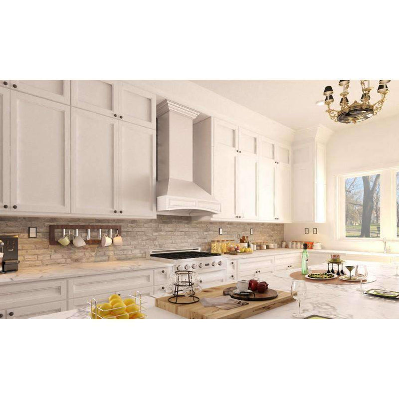 ZLINE 36" Wooden Wall Mount Range Hood in White with Remote Blower (321TT-RS-36-400) Range Hoods ZLINE 