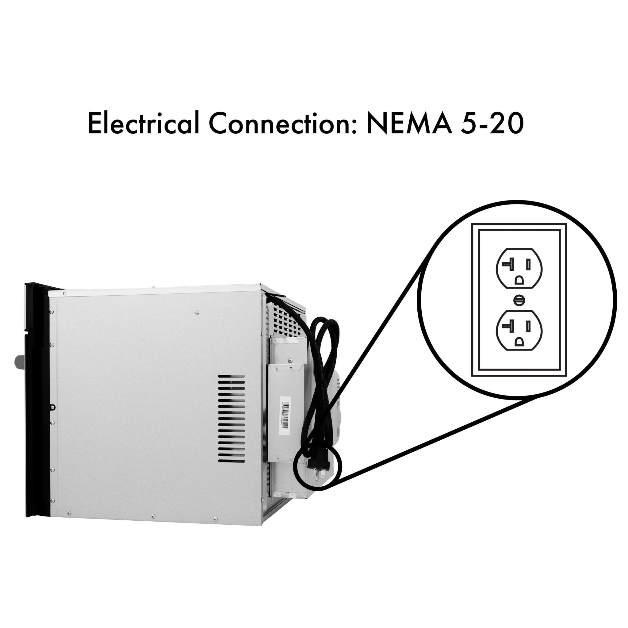 Electrical connection for ZLINE appliance package with NEMA 5-20 plug and power cord