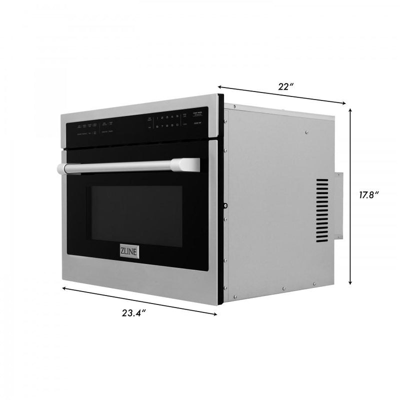 ZLINE 4-Piece Appliance Package - 30" Dual Fuel Range, 36" Refrigerator, Convertible Wall Mount Hood, and Microwave Oven in Stainless Steel Appliance Package ZLINE 