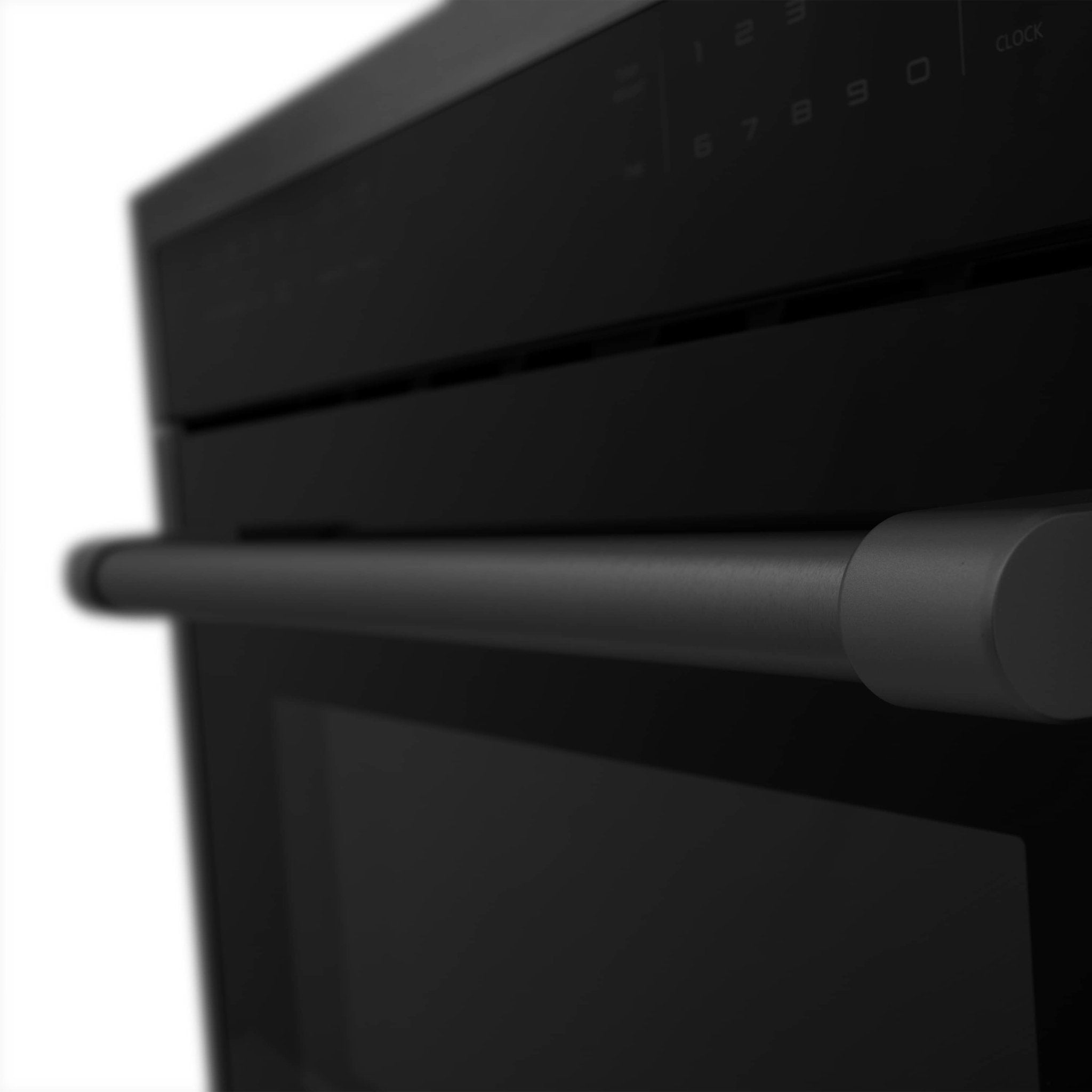 Matte black oven door handle with control bar