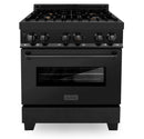 ZLINE 4-Piece Appliance Package - 30" Dual Fuel Range with Brass Burners, Microwave Drawer, Dishwasher & Convertible Wall Mount Range Hood in Black Stainless Steel Appliance Package ZLINE 