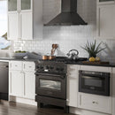 ZLINE 4-Piece Appliance Package - 30" Dual Fuel Range with Brass Burners, Microwave Drawer, Dishwasher & Convertible Wall Mount Range Hood in Black Stainless Steel Appliance Package ZLINE 