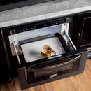 ZLINE 4-Piece Appliance Package - 30" Gas Range with Brass Burners, 36" Refrigerator, Convertible Wall Mount Hood, and Microwave Drawer in Black Stainless Steel (4KPR-RGBRH30-MW) Appliance Package ZLINE 
