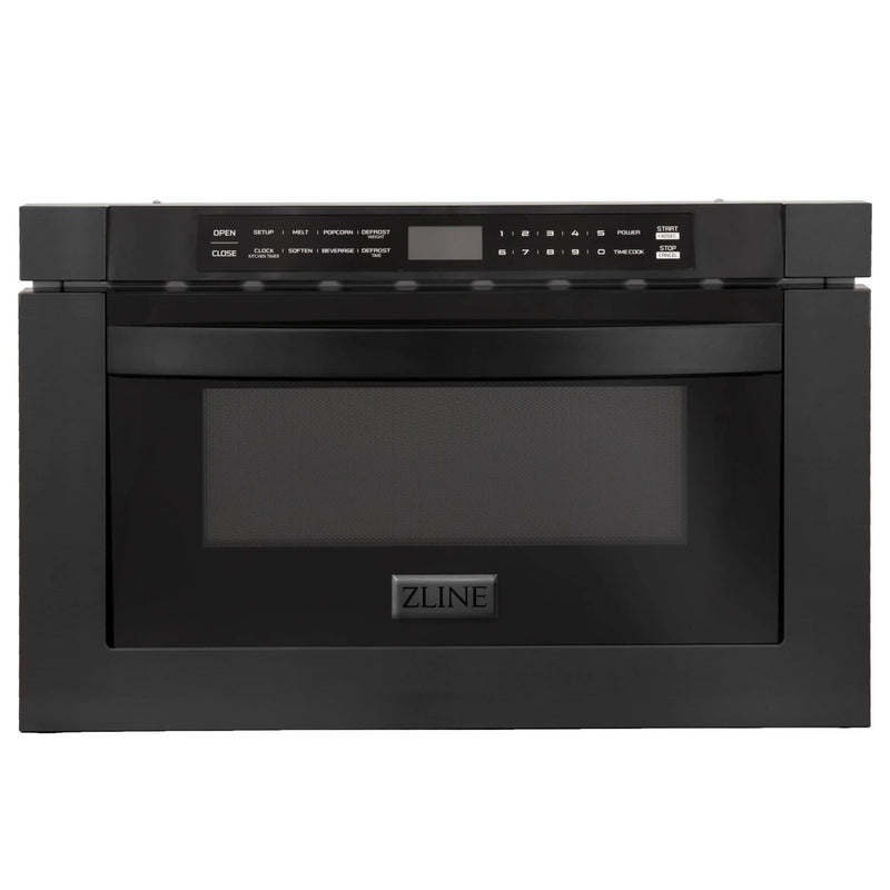 ZLINE 4-Piece Appliance Package - 30" Gas Range with Brass Burners, Microwave Drawer, and 3-Rack Dishwasher in Black Stainless Steel Appliance Package ZLINE 