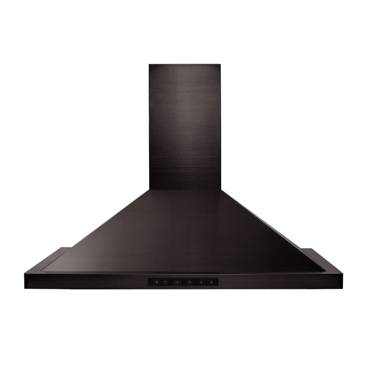 Black wall mount range hood canopy with vent control bar