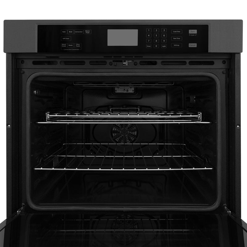ZLINE 4-Piece Appliance Package - 30" Rangetop with Brass Burners, 36" Refrigerator, 30" Electric Wall Oven, and 30" Microwave Oven in Black Stainless Steel (4KPR-RTB30-MWAWS) Appliance Package ZLINE 