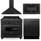 ZLINE 4-Piece Appliance Package - 36-Inch Dual Fuel Range with Brass Burners, Convertible Wall Mount Hood, Microwave Drawer, and 3-Rack Dishwasher in Black Stainless Steel (4KP-RABRH36-MWDWV)