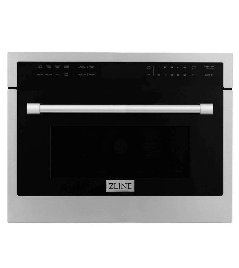 ZLINE 4-Piece Appliance Package - 36" Gas Range, 36" Refrigerator, Convertible Wall Mount Hood, and Microwave Oven in Stainless Steel Appliance Package ZLINE 