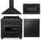 ZLINE 4-Piece Appliance Package - 36-inch Dual Fuel Range with Brass Burners, Dishwasher, Microwave Drawer & Convertible Wall Mount Hood in Black Stainless Steel (4KP-RABRH36-MWDW)
