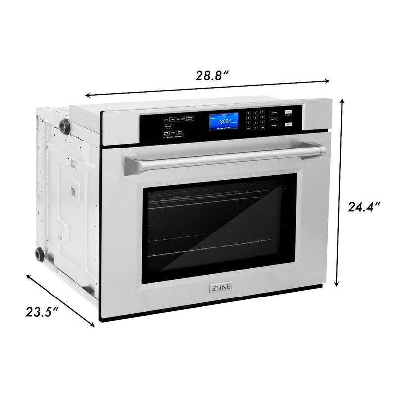 ZLINE 4-Piece Appliance Package - 36" Rangetop, 30” Double Wall Oven, 36” Refrigerator, and Convertible Wall Mount Hood in Stainless Steel (4KPR-RTRH36-AWD) Appliance Package ZLINE 