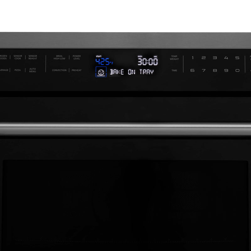 ZLINE 4-Piece Appliance Package - 36" Rangetop with Brass Burners, 36" Refrigerator, 30" Electric Wall Oven, and 30" Microwave Oven in Black Stainless Steel (4KPR-RTB36-MWAWS) Appliance Package ZLINE 