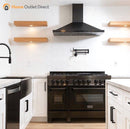 ZLINE 4-Piece Appliance Package - 48-inch Dual Fuel Range with Brass Burners, Dishwasher, Microwave Drawer & Convertible Wall Mount Hood in Black Stainless Steel (4KP-RABRH48-MWDW) Appliance Package ZLINE 