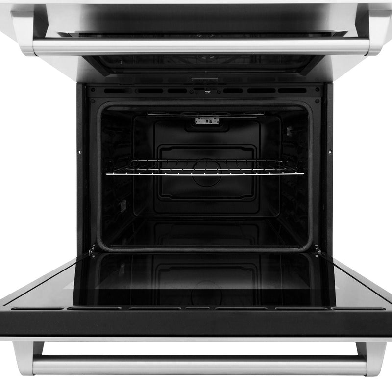 ZLINE 4-Piece Appliance Package - 48" Rangetop, 30” Double Wall Oven, 36” Refrigerator with Water Dispenser, and Convertible Wall Mount Hood in Stainless Steel (4KPRW-RTRH48-AWD) Appliance Package ZLINE 