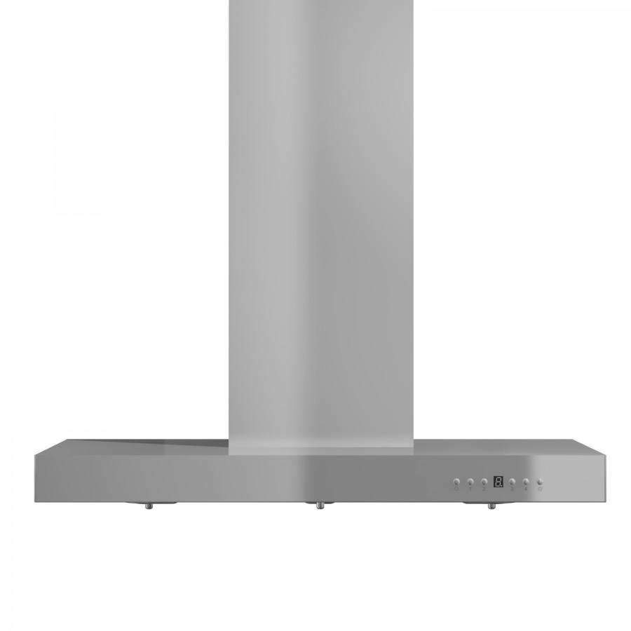 Stainless steel convertible wall-mount range hood with control buttons