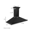 ZLINE 42 in. Convertible Vent Wall Mount Range Hood in Black Stainless Steel with Crown Molding (BSKBNCRN-42) Range Hoods ZLINE 