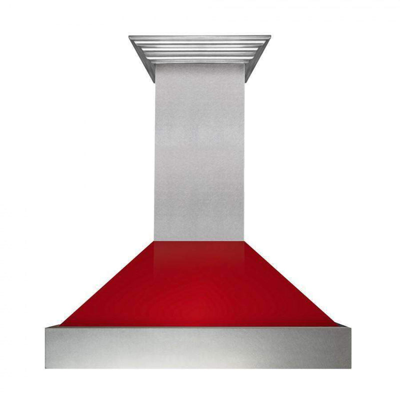 ZLINE 42 in. Ducted DuraSnow Stainless Steel Range Hood with Red Gloss Shell (8654RG-42) Range Hoods ZLINE 