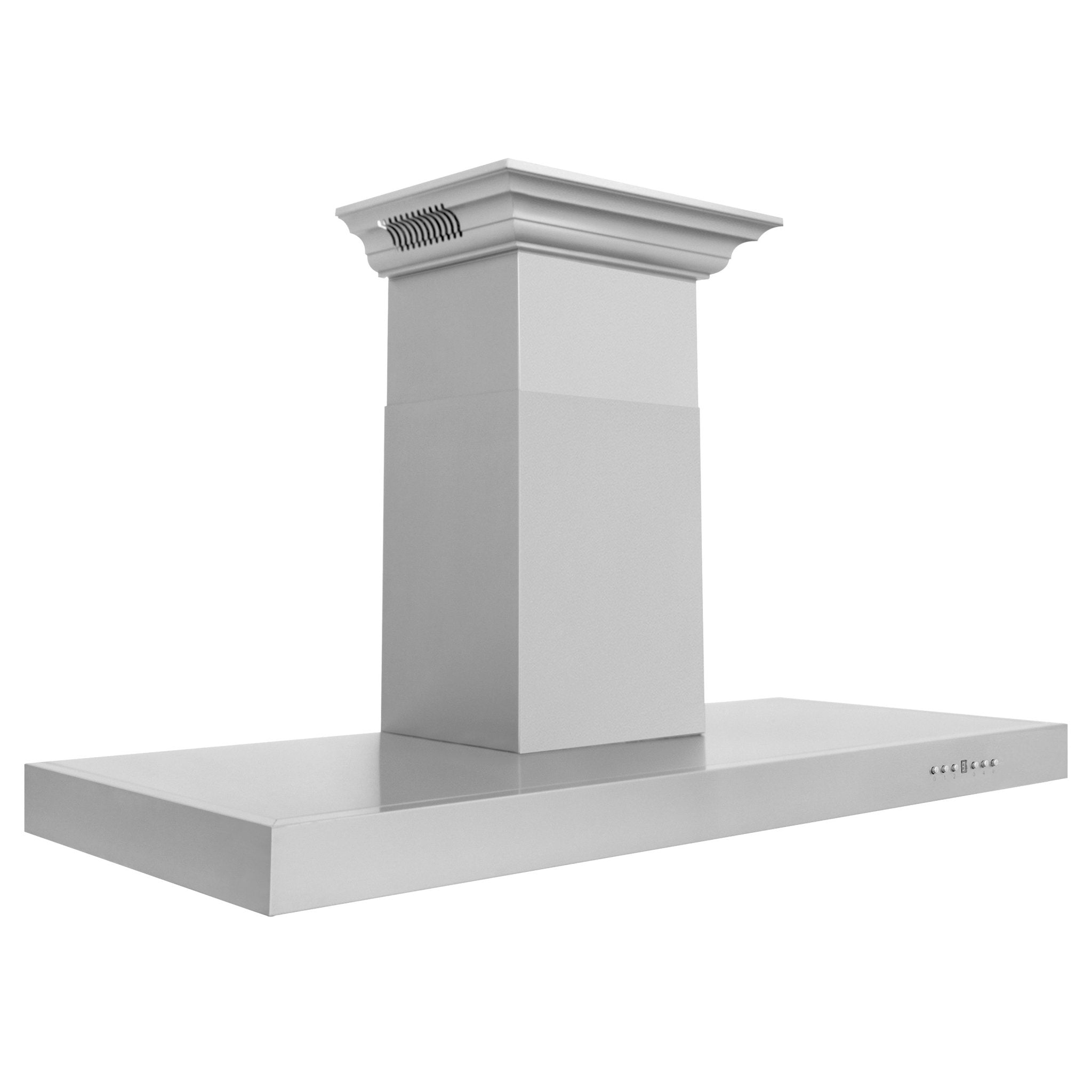 Stainless steel wall mount range hood with decorative crown chimney