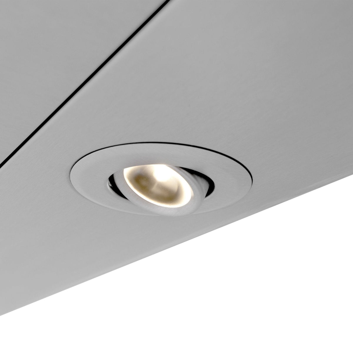 Stainless steel range hood with circular spotlight vent opening