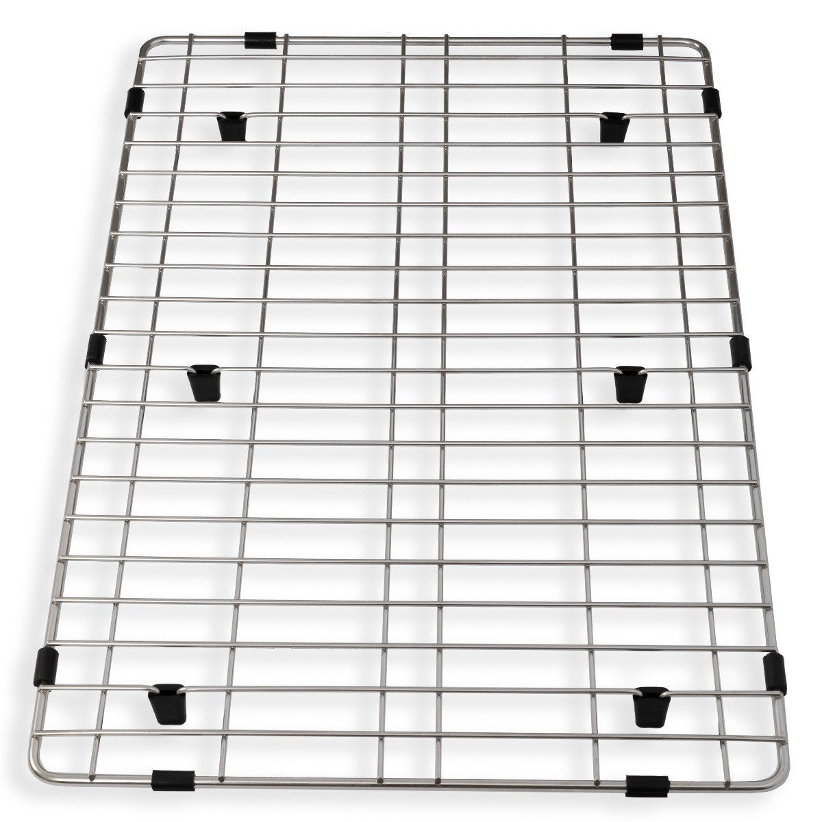 Stainless steel sink bottom grid rack with black corner clips