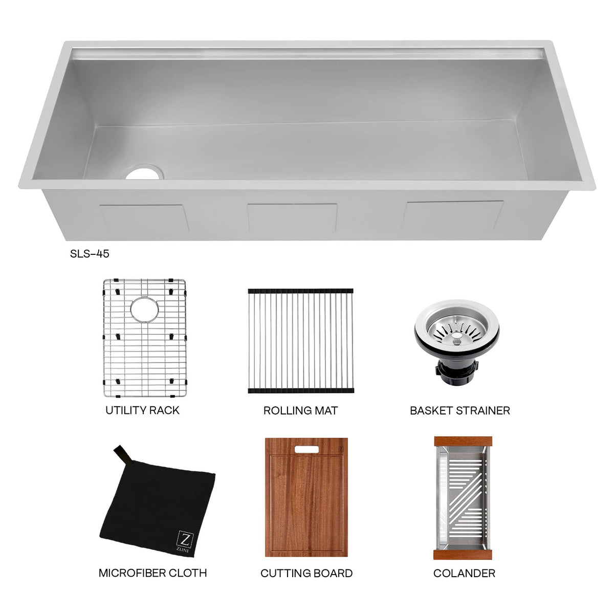 Undermount single-bowl stainless steel kitchen sink with round drain opening