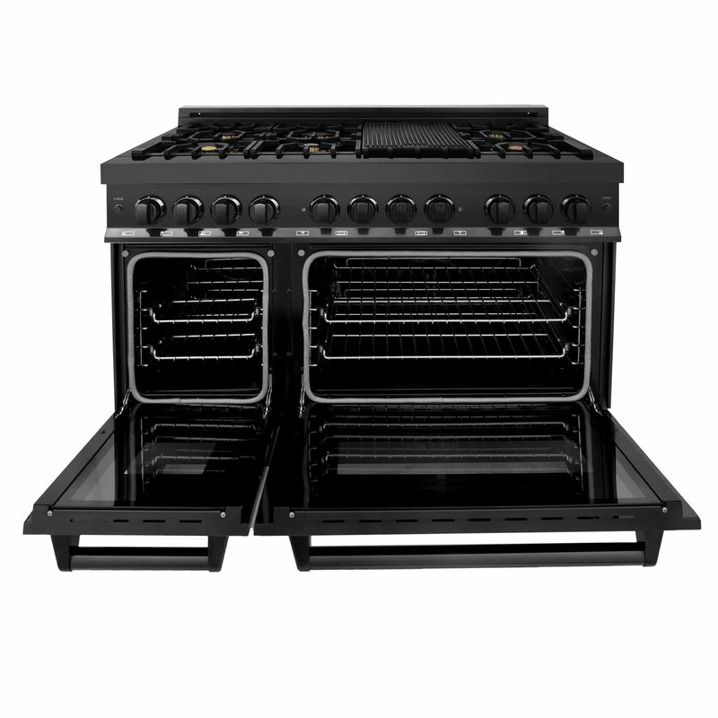 ZLINE 48" 6.0 cu.ft. 7 Gas Burner/Electric Oven Range in Black Stainless Steel with Brass Burners (RAB-48) Bathtub ZLINE 