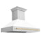 ZLINE 48-Inch Autograph Edition Wall Mount Range Hood in Stainless Steel with White Matte Shell and Gold Handle (8654STZ-WM48-G)