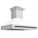 ZLINE 48" Autograph Edition Wall Mount Range Hood in Stainless Steel with White Matte Shell and Matte Black Handle (8654STZ-WM48-MB) Range Hoods ZLINE 