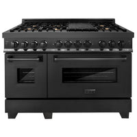 ZLINE 48" Black Stainless 6.0 Cu.ft. 7 Gas Burner/Electric Oven Range With Brass Burners (RAB-BR-48) Ranges ZLINE 