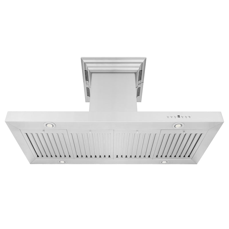 ZLINE 48" Ducted Vent Island Mount Range Hood in Stainless Steel with Built-in CrownSoundBluetooth Speakers (KE2iCRN-BT-48) Range Hoods ZLINE 