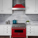 ZLINE 48 in. Ducted DuraSnow Stainless Steel Range Hood with Red Matte Shell (8654RM-48) Range Hoods ZLINE 